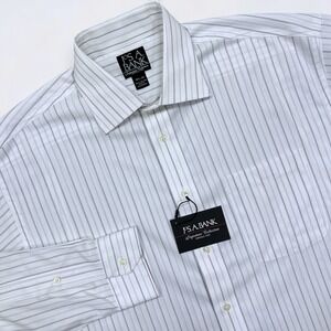 NEW Jos A Bank Shirt Men's 15.5 White Striped Signature Button Up Long Sleeve